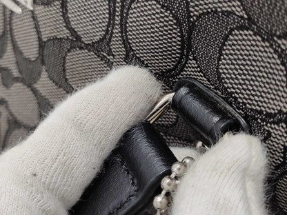 COACH F58282 Signature Tote Bag Canvas and Leather Gray Tote Bag