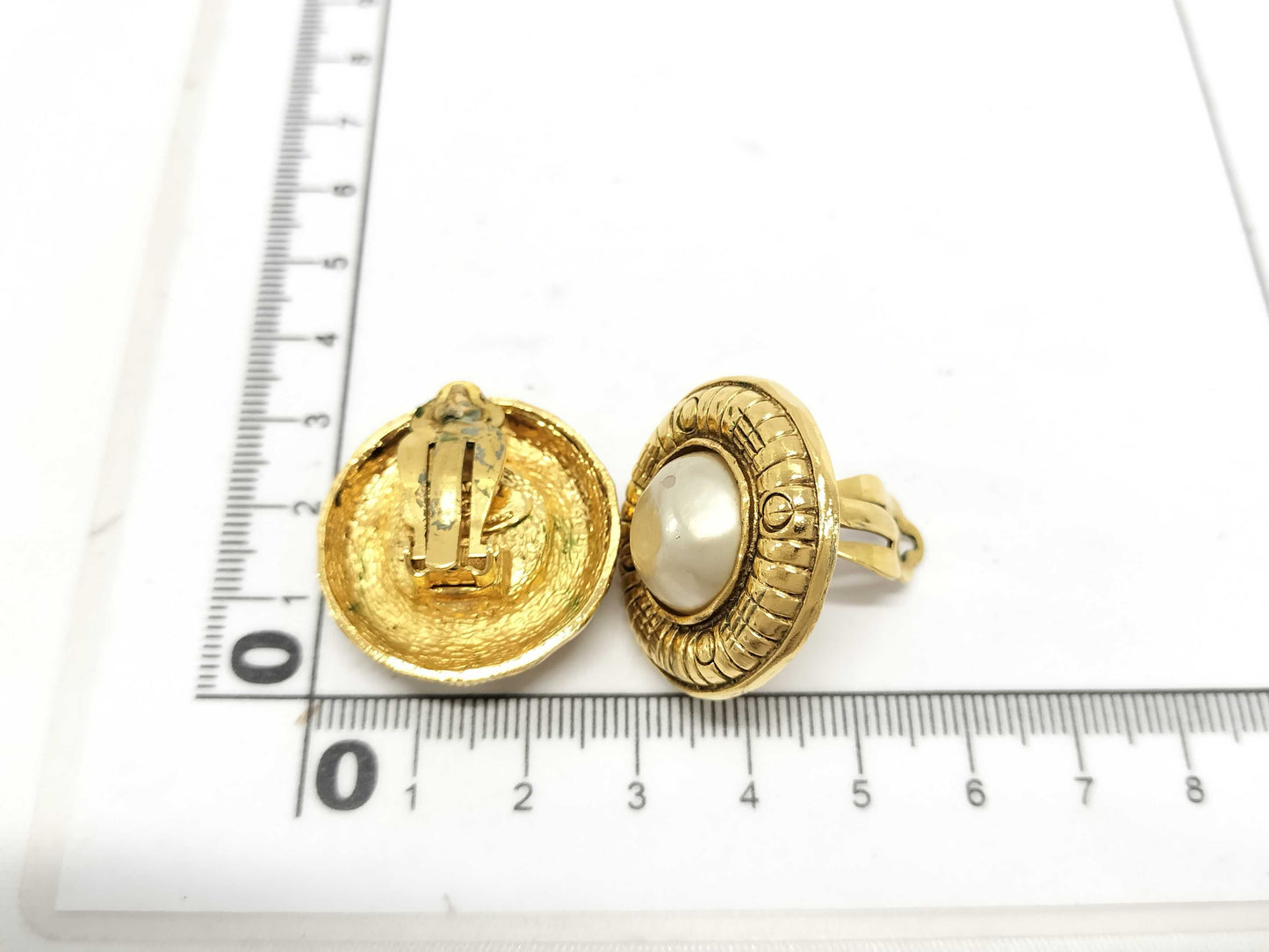 CHANEL Faux Pearl Earrings with Rice, Gold, Women's, Box Included