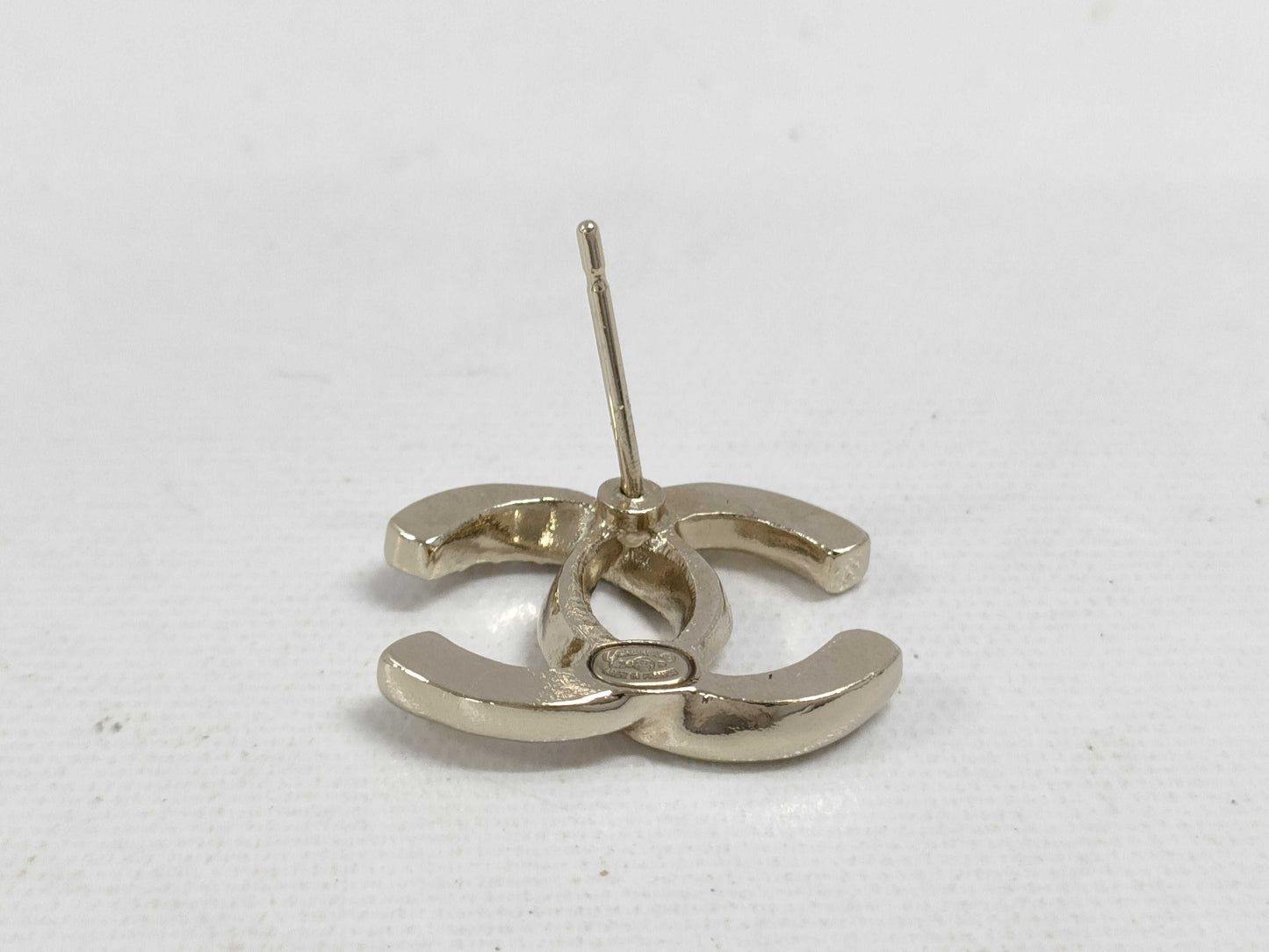 CHANEL Coco Mark Rhinestone Earrings, One Earring Only, Metal Gold with Comments, L24P