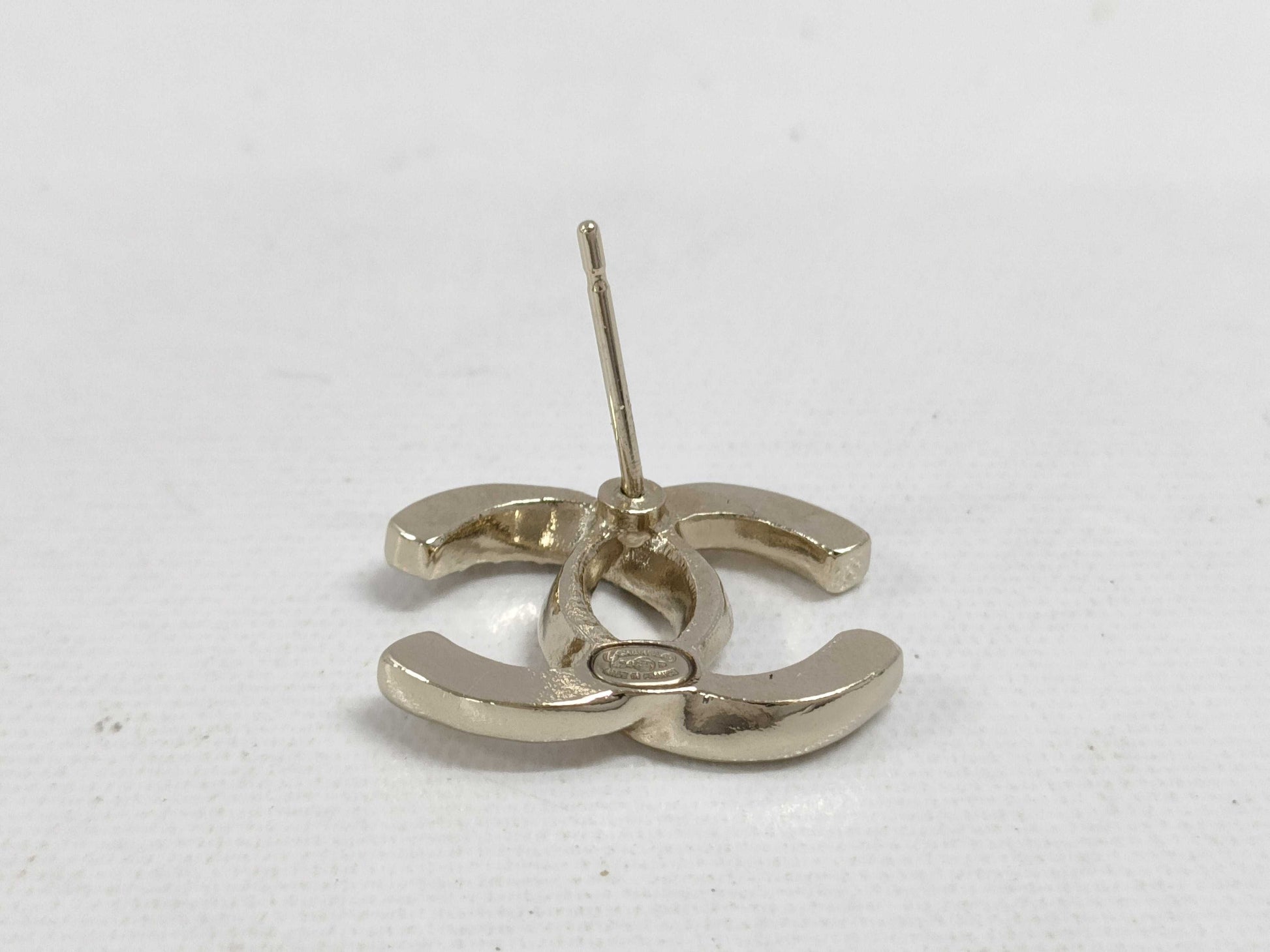 CHANEL Coco Mark Rhinestone Earrings, One Earring Only, Metal Gold with Comments, L24P