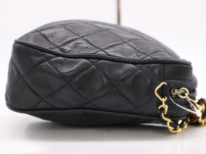 CHANEL Lambskin Matelasse Fringe Shoulder Bag, Black, G Hardware, Seal, 2328978