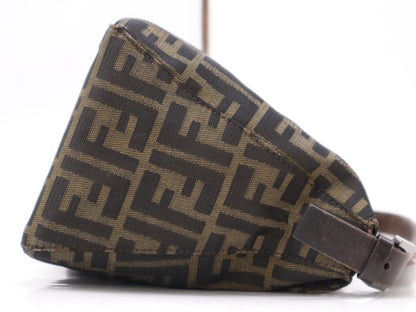 FENDI 8BR004 Canvas and Leather Zucca Mamma Bucket Shoulder Bag Brown