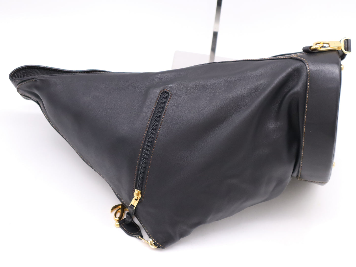 LOEWE Leather Anton Backpack, One-Shoulder Bag, Black, with Pouch