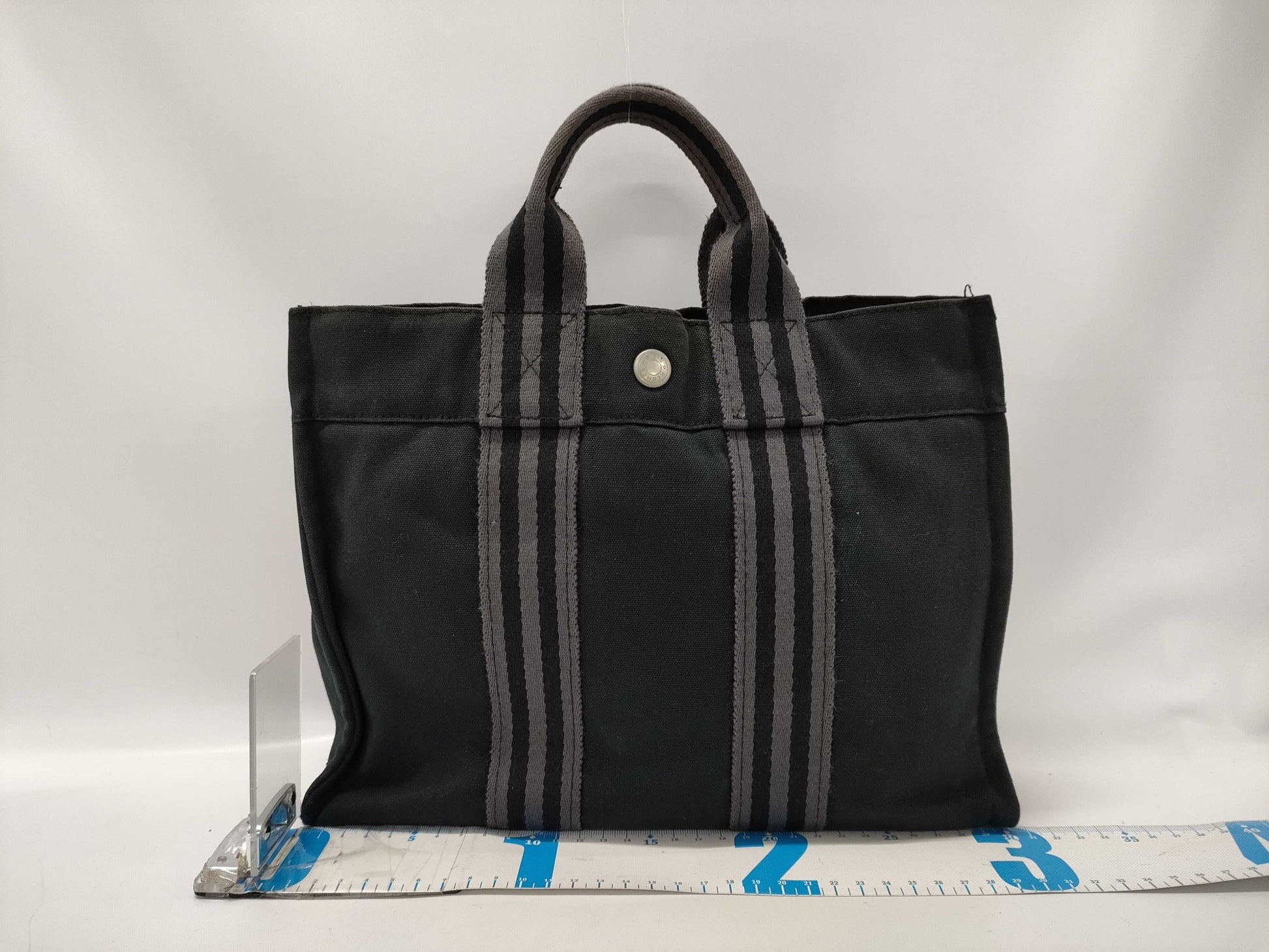 HERMES Four Tou PM Handbag Canvas Black Handbag