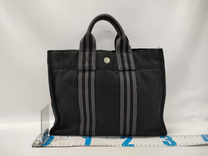 HERMES Four Tou PM Handbag Canvas Black Handbag