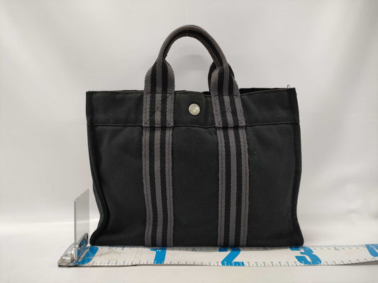 HERMES Four Tou PM Handbag Canvas Black Handbag
