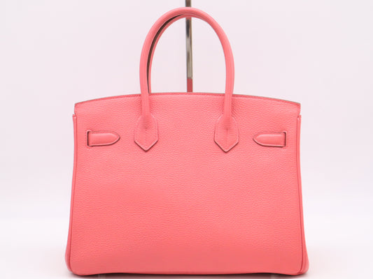 HERMES Togo Birkin 30 Pink Silver Hardware B Stamp 2023 Cadena, 2 Keys, Dust Bag, and Box Included
