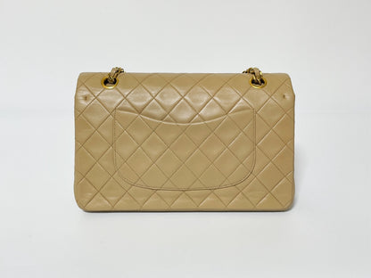 CHANEL W Flap Matlasse Beige Lambskin with Seal Shoulder Bag