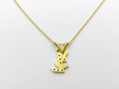 Yves Saint Laurent Logo D0.11ct K18 3.4g Necklace in Precious Metal