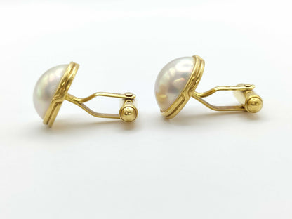 TASAKI Mabe Pearl Diameter Approx. 12.4mm K18 10.0g Tie Pin Cuffs 