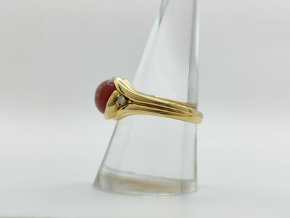 POLA Coral Diameter Approx. 8.0*9.5mm D0.04ct 750 8.2g Ring 