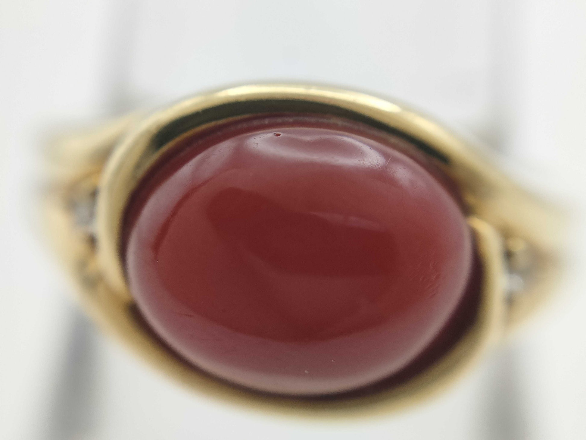 POLA Coral Diameter Approx. 8.0*9.5mm D0.04ct 750 8.2g Ring 