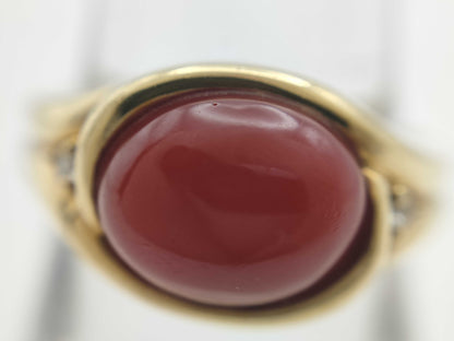 POLA Coral Diameter Approx. 8.0*9.5mm D0.04ct 750 8.2g Ring 