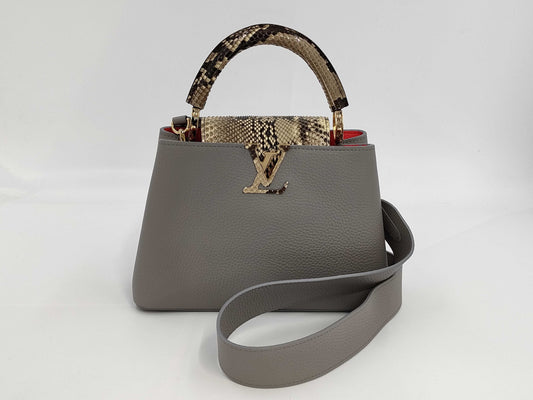 LOUIS VUITTON LOUIS VUITTON bag LV logo x python Capucines BB gray handbag
