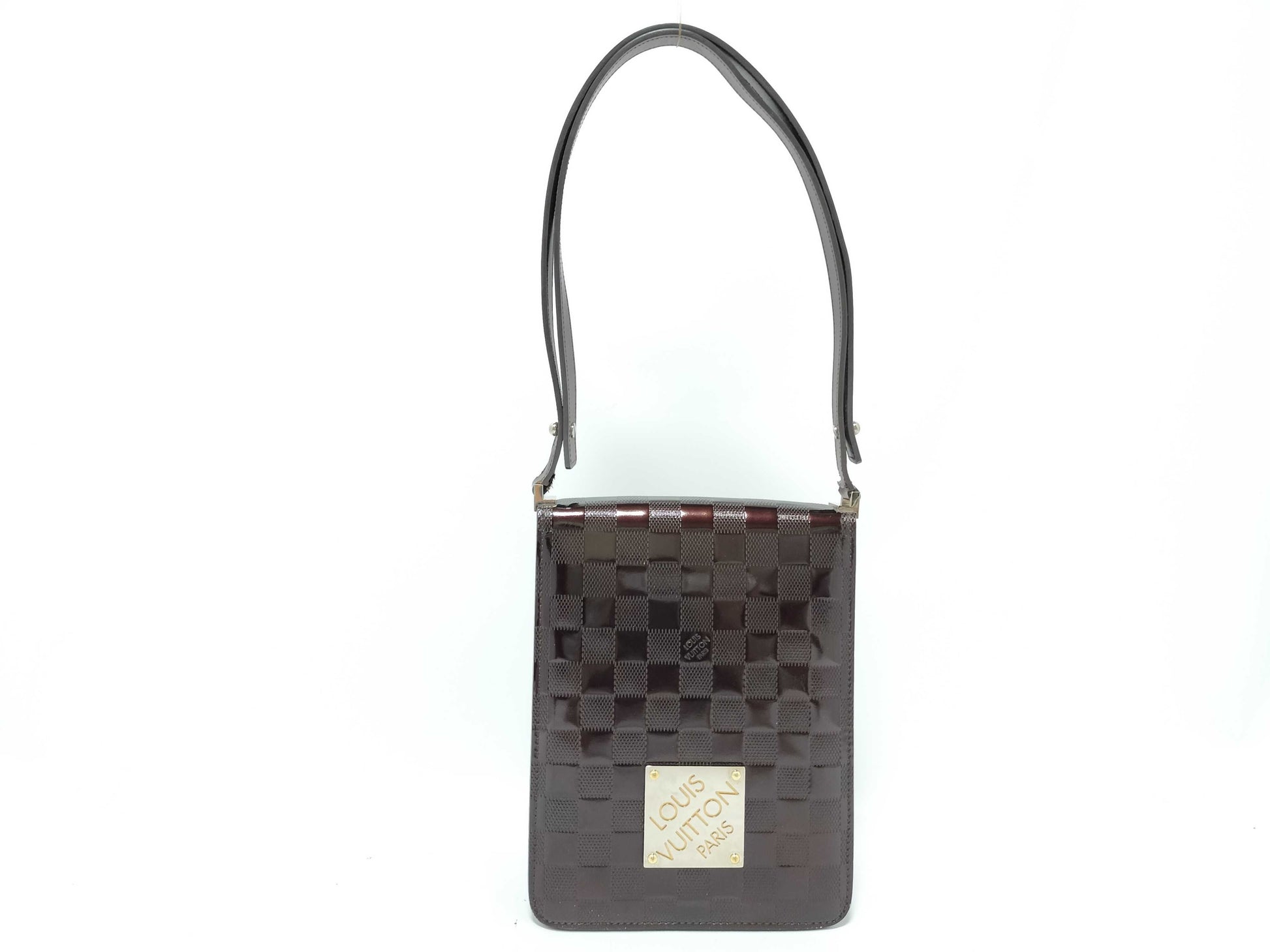 LOUIS VUITTON Damier Vernis Club Bordeaux Shoulder Bag