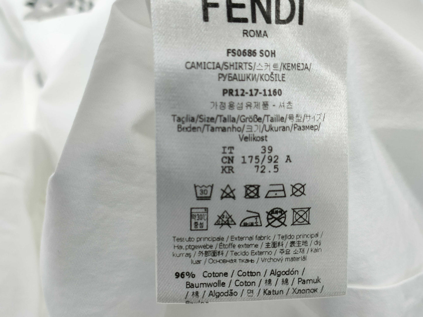 FENDI size 39 shirt