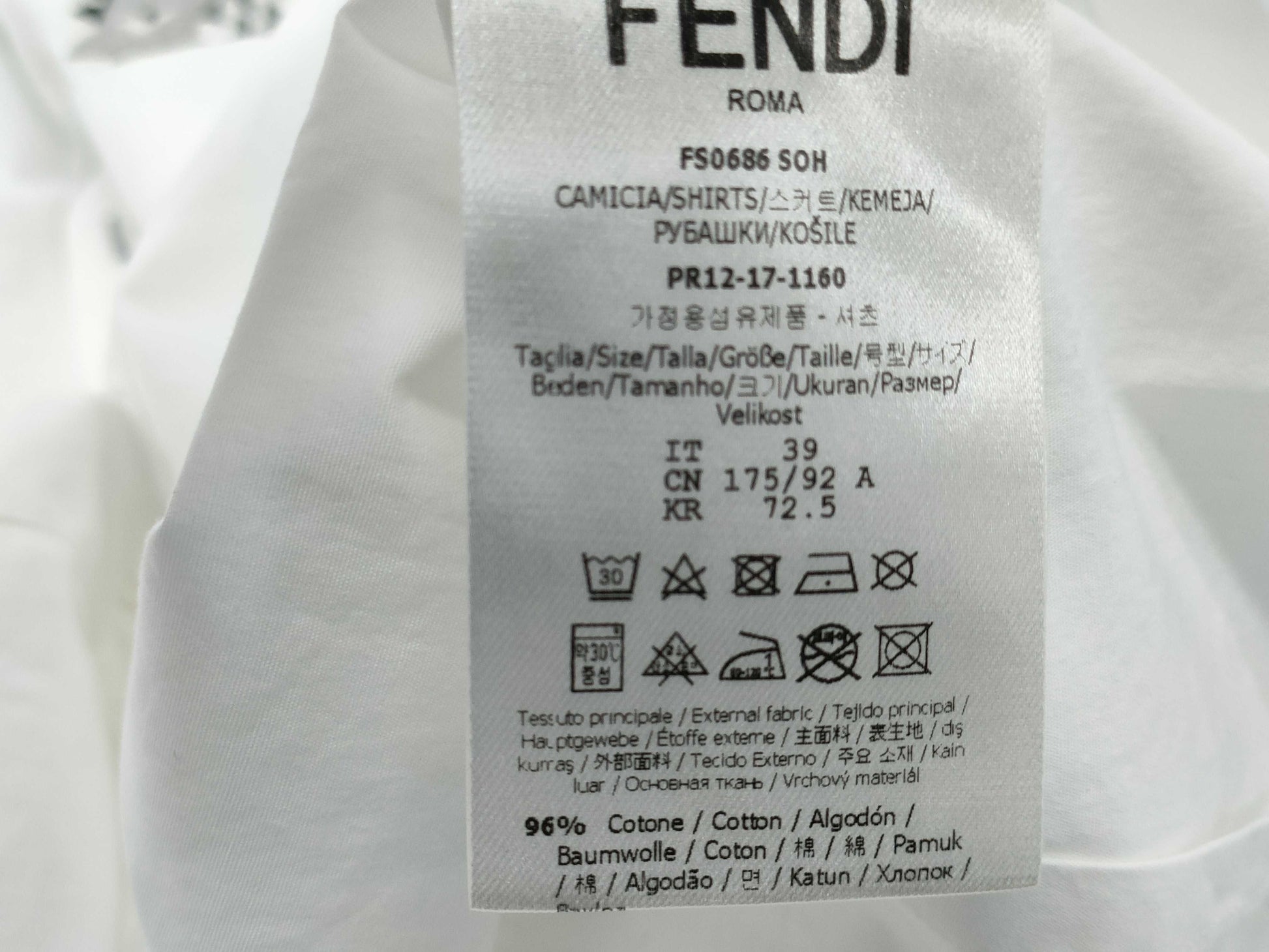 FENDI size 39 shirt