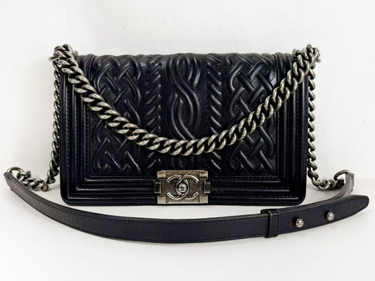 CHANEL Boy Embossed Leather Shoulder Bag, W25cm, Approx. 18th Series [Sealed], Vintage S-shaped Hardware, 18286636