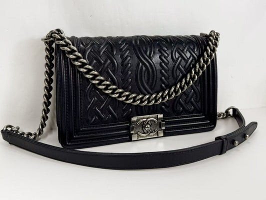 CHANEL Boy Embossed Leather Shoulder Bag, W25cm, Approx. 18th Series [Sealed], Vintage S-shaped Hardware, 18286636