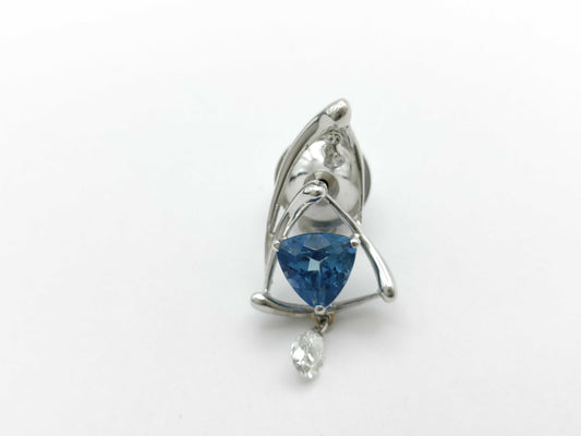AQ1.04ct D0.25ct D0.03ct K18WG 2.6g Tie Pin Cuffs 
