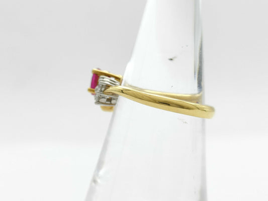 R0.46ct D0.24ct K18/PT900 4.7g Ring 