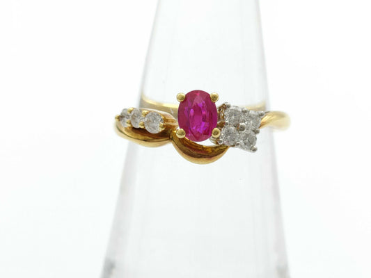 R0.46ct D0.24ct K18/PT900 4.7g Ring 