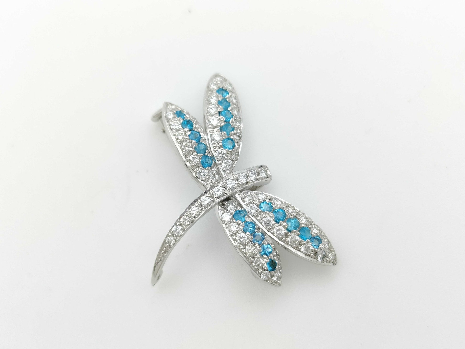 Dragonfly Motif PT0.38ct D0.71ct Pt900/K14WG 5.5g Brooch 