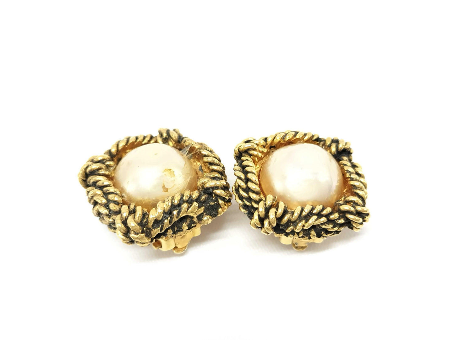 CHANEL GP Earrings Faux Pearl Earrings