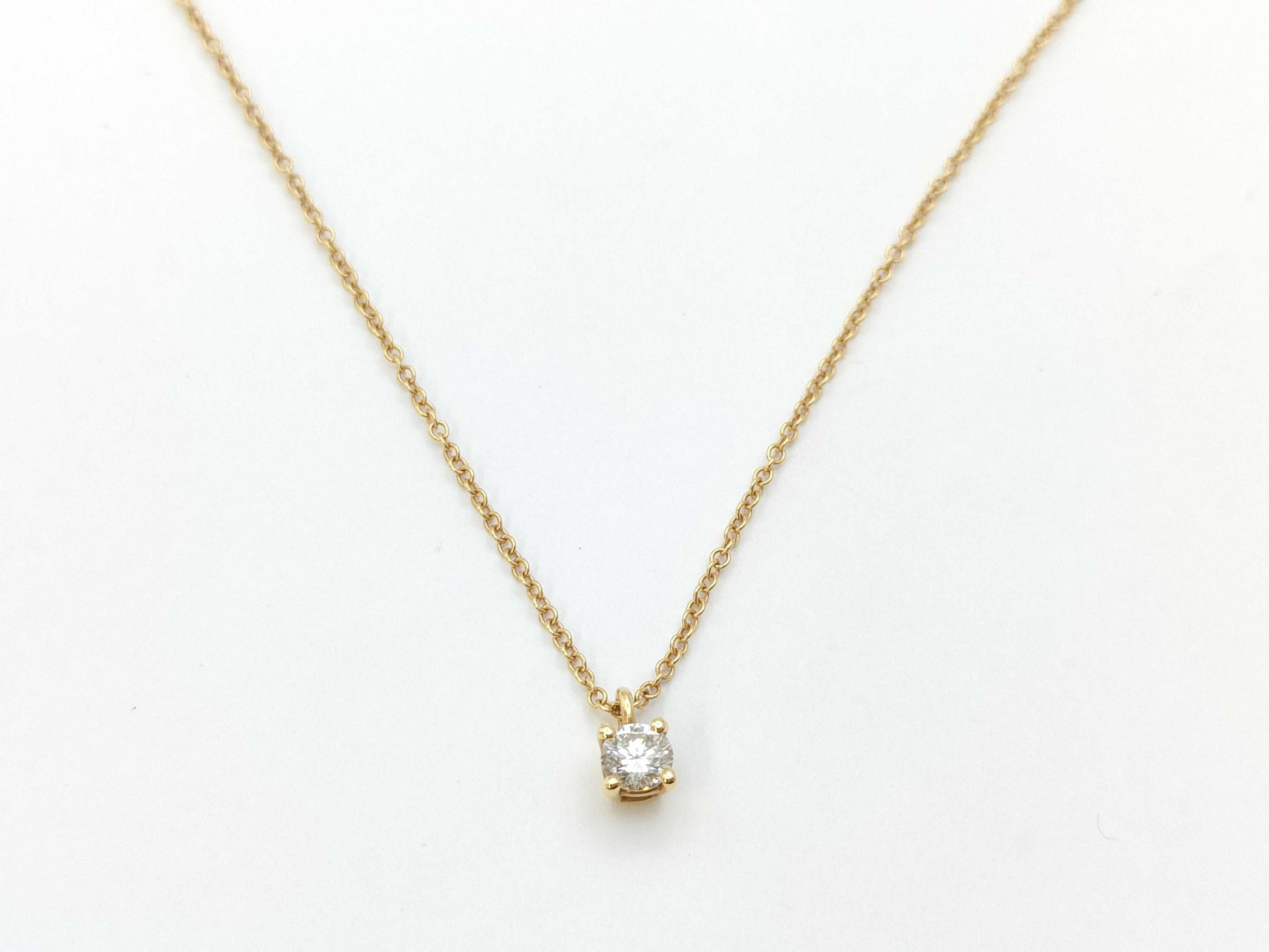 Tiffany & Co. Solitaire 1PD AU750 1.6g Necklace 