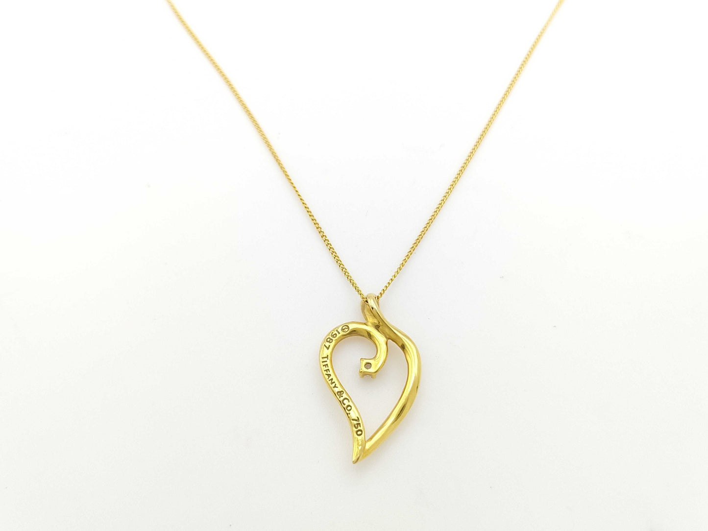 Tiffany&Co. Open Leaf 1PD 750 4.1g Necklace 