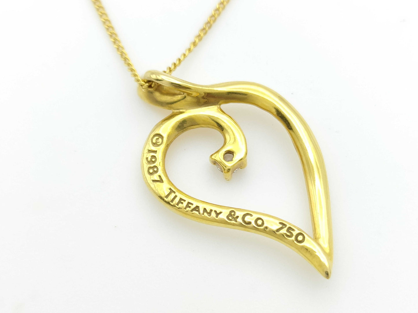 Tiffany&Co. Open Leaf 1PD 750 4.1g Necklace 