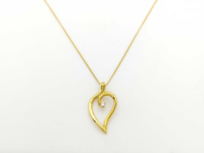 Tiffany&Co. Open Leaf 1PD 750 4.1g Necklace 