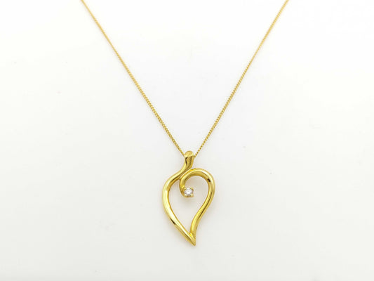 Tiffany&Co. Open Leaf 1PD 750 4.1g Necklace 