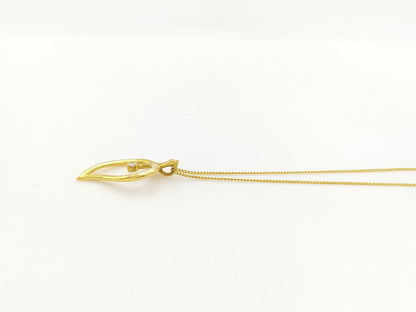 Tiffany&Co. Open Leaf 1PD 750 4.1g Necklace 
