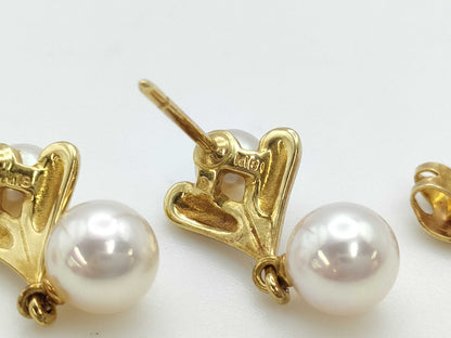 MIKIMOTO Pearl Diameter Approx. 4.3mm-6.6mm K18 3.4g Earrings 