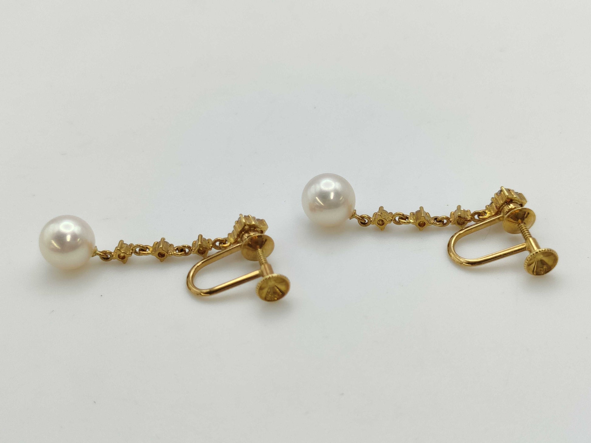 MIKIMOTO Pearl Diameter Approx. 7.9mm/8.0mm Diamond K18 5.3g Earrings 