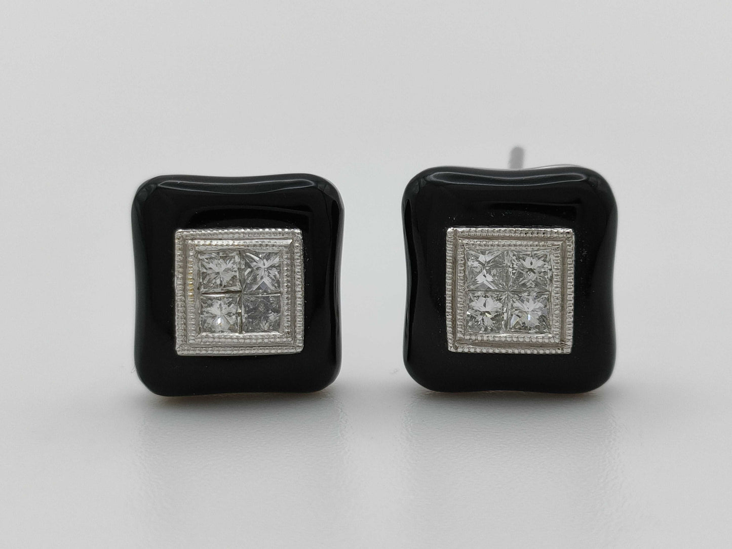 Onyx D0.50ct PT900 8.5g Earrings 