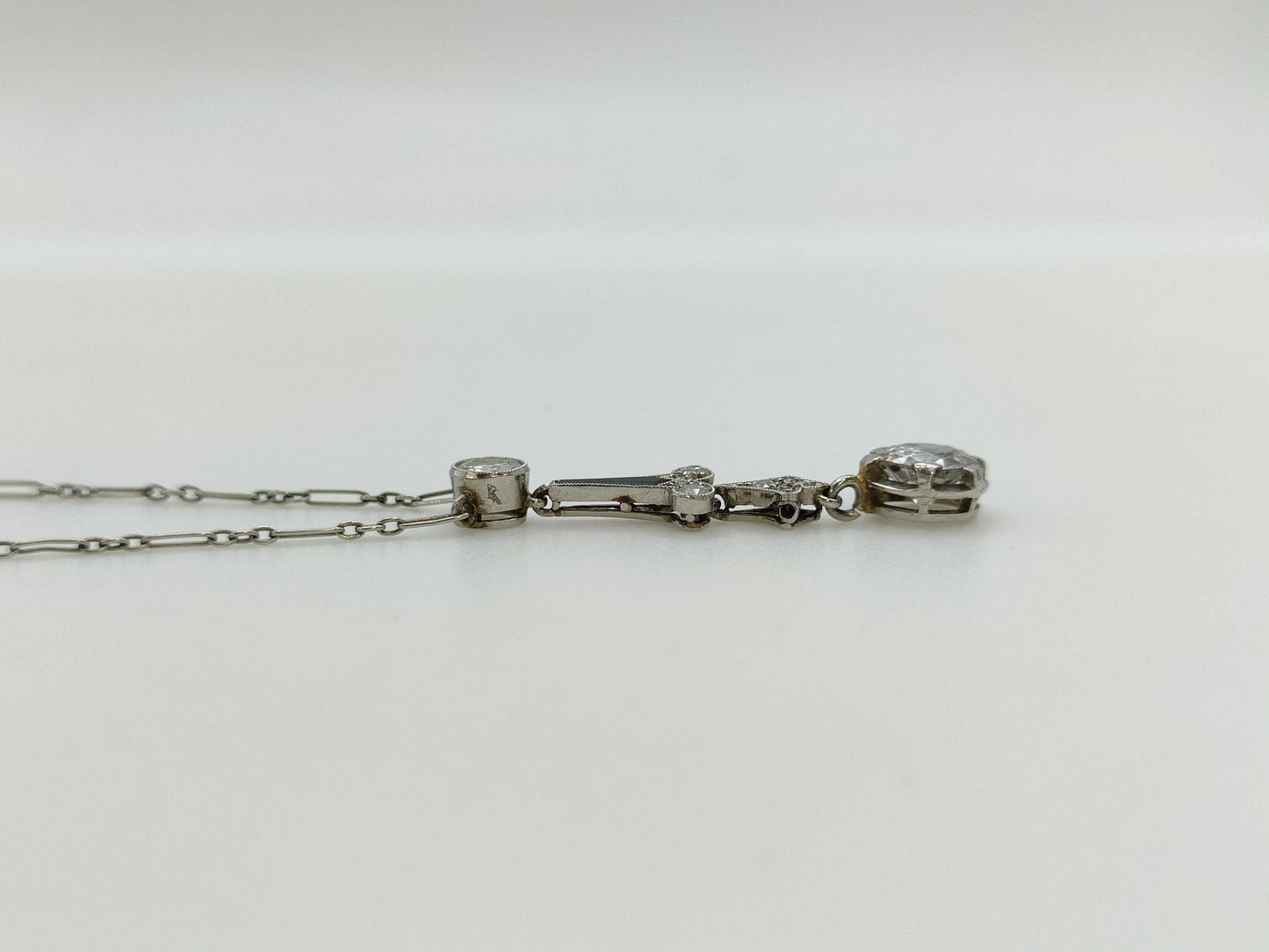 Colored Stone Transparent Stone PT900 Diamond 4.2g Necklace 