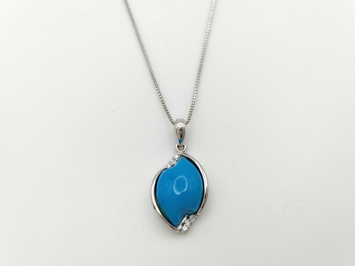 Turquoise D0.06ct PT900/850 8.8g Necklace 