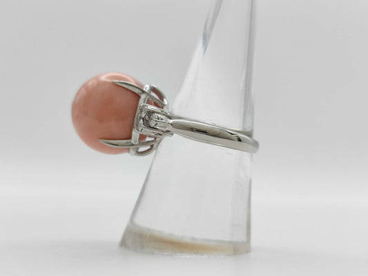 Coral Diameter Approx. 15.2mm Diamond PT900 12.1g Ring 