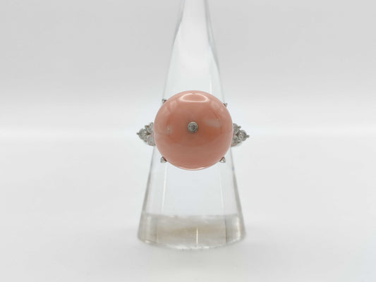 Coral Diameter Approx. 15.2mm Diamond PT900 12.1g Ring 