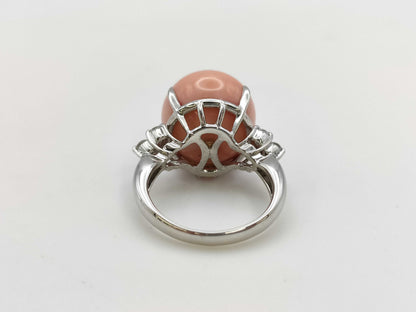 Coral Diameter Approx. 15.2mm Diamond PT900 12.1g Ring 