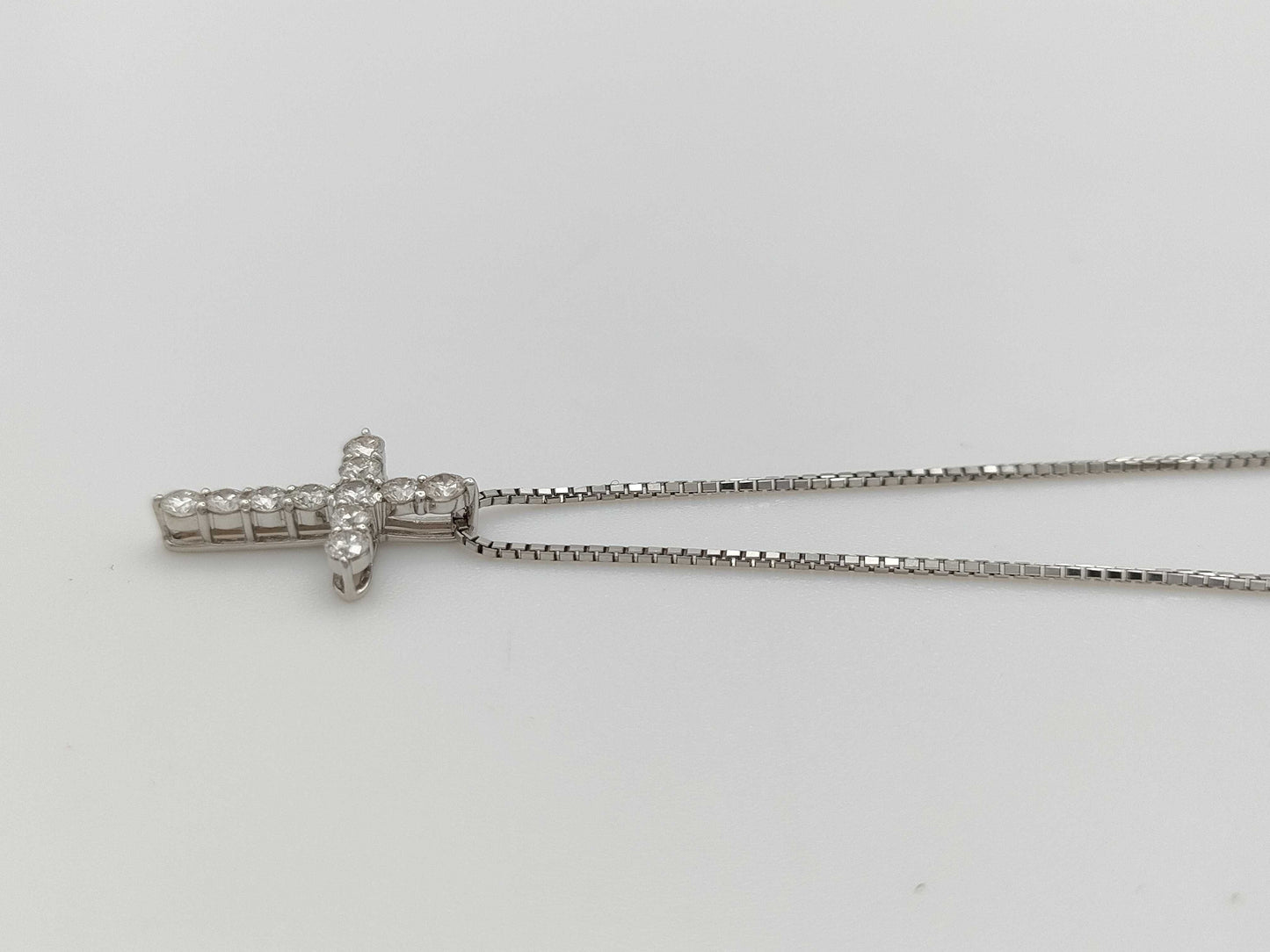 D0.50ct K18WG/PT850 3.4g Necklace 