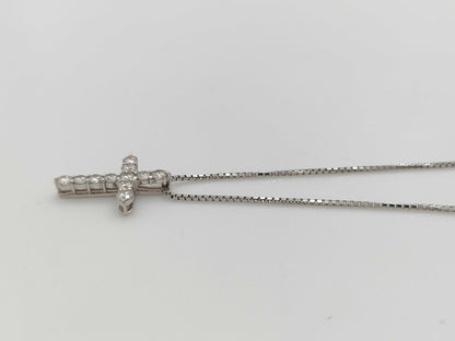 D0.50ct K18WG/PT850 3.4g Necklace 