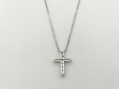 D0.50ct K18WG/PT850 3.4g Necklace 
