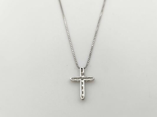 D0.50ct K18WG/PT850 3.4g Necklace 
