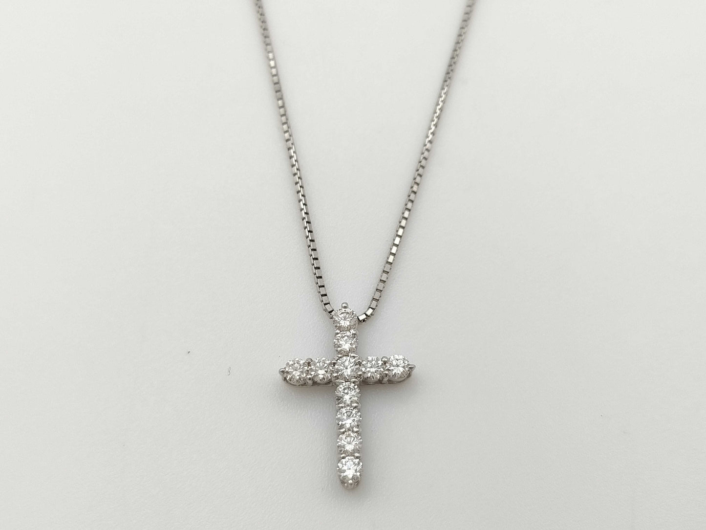 D0.50ct K18WG/PT850 3.4g Necklace 