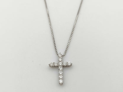 D0.50ct K18WG/PT850 3.4g Necklace 