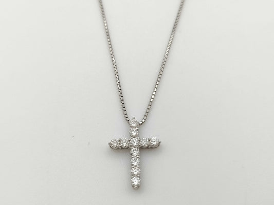 D0.50ct K18WG/PT850 3.4g Necklace 