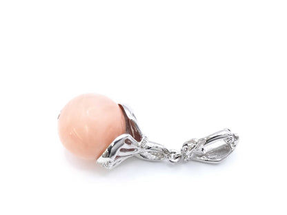 Coral diameter approx. 11.6mm D0.09ct K14WG 4.7g Pendant top 